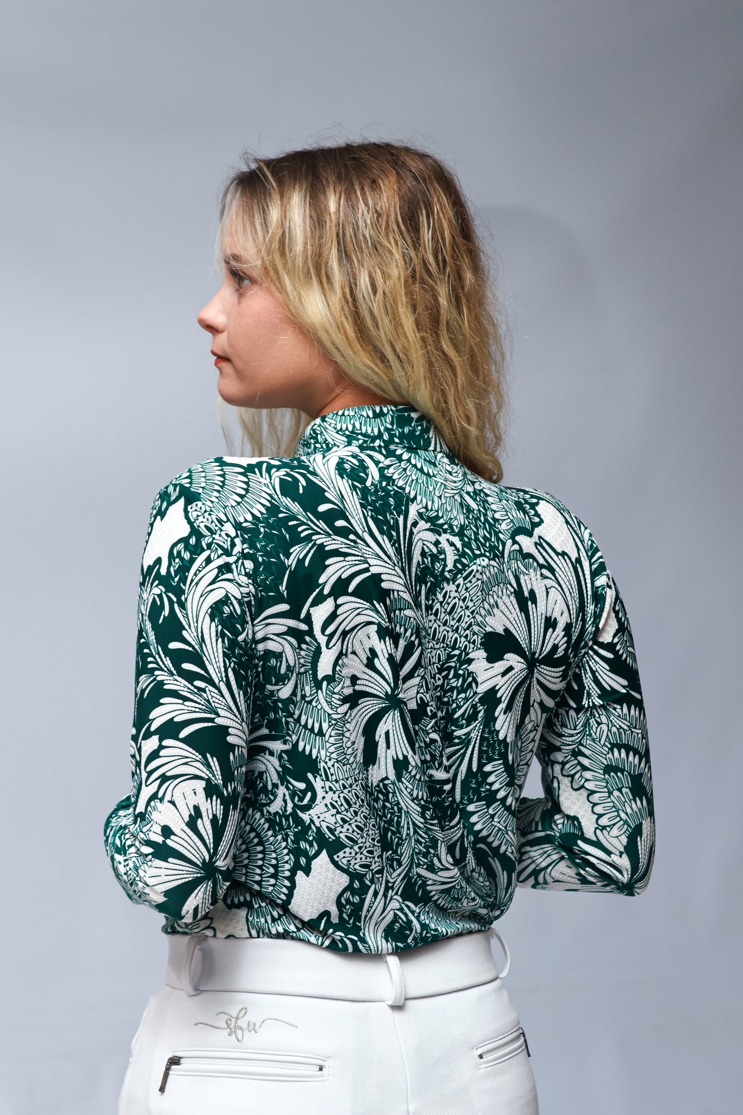 Smittin Base Layer White and Green Leaves Print