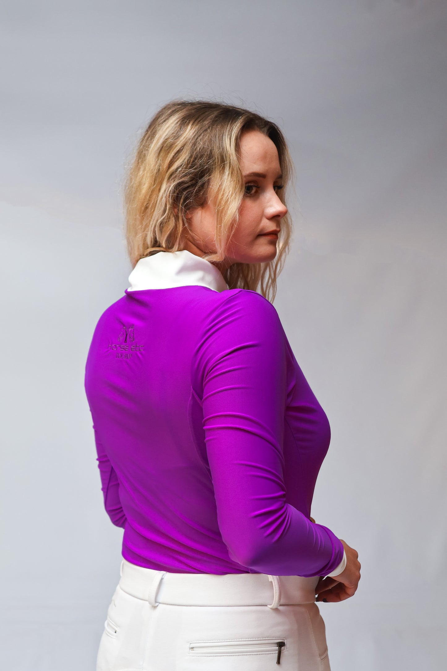 Horse ETC UV Show Shirt x Purple/White Fluent Print