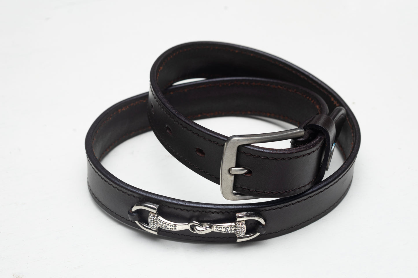 Leather Belt with Diamante Bits