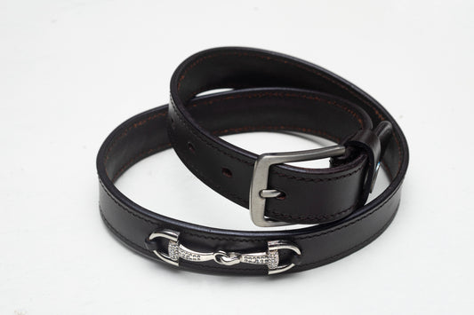 Leather Belt with Diamante Bits