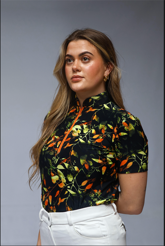 Horse ETC Base Layer x Green & Orange leaves Print