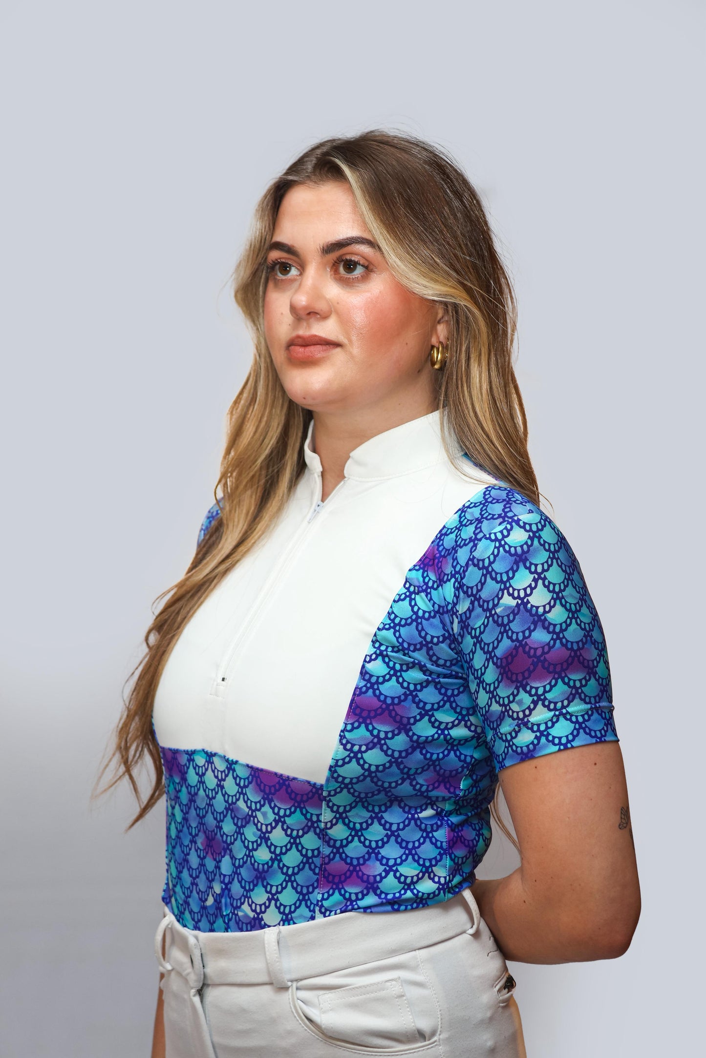 Horse ETC Show Shirt Mermaid x White Rectangular Print
