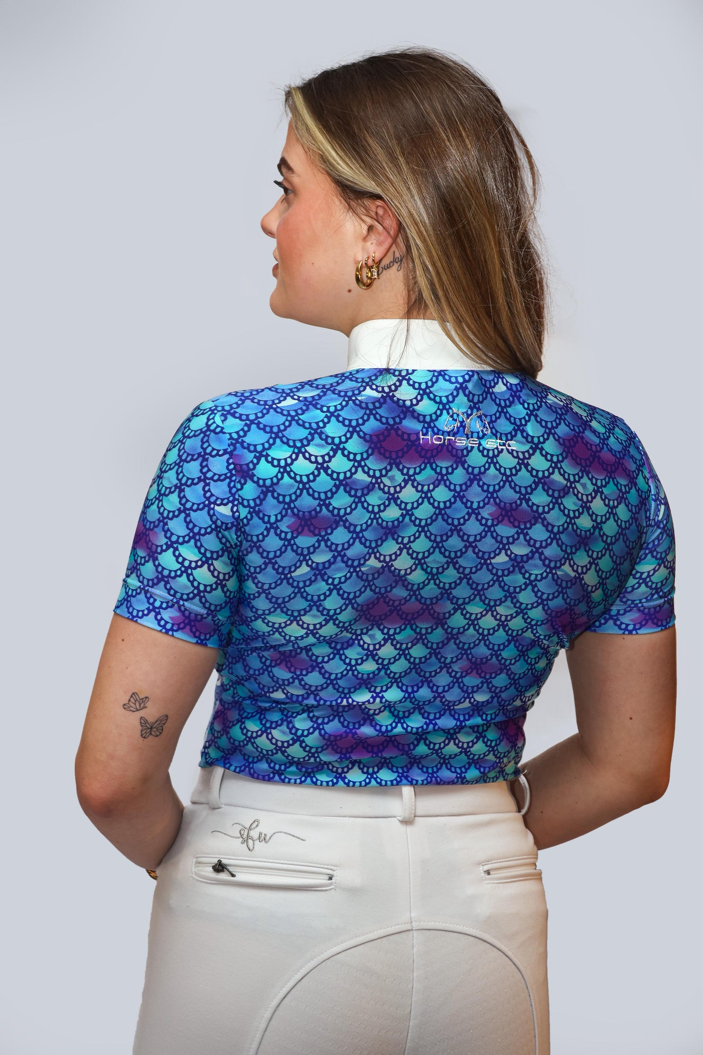 Horse ETC Show Shirt Mermaid x White Rectangular Print